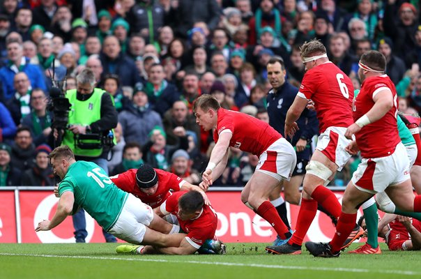 Jordan Larmour Ireland scores v Wales Dublin Six Nations 2020