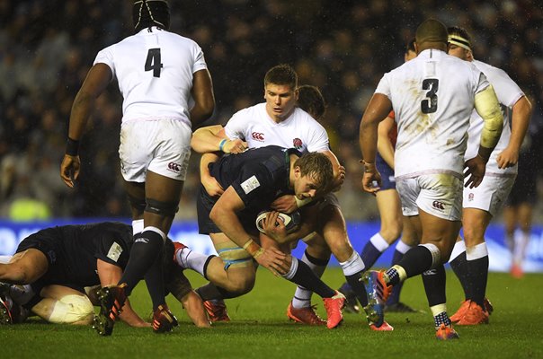 Jonny Gray Scotland v Owen Farrell England Murrayfield Six Nations 2020