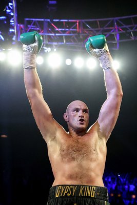 Tyson Fury celebrates TKO v Deontay Wilder Las Vegas 2020