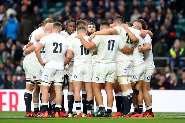 England Huddle v Ireland Twickenham Six Nations 2020