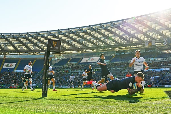 Stuart Hogg Scotland scores v Italy Six Nations Rome 2020