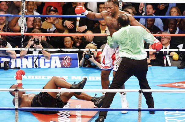 Lennox Lewis knocks down Mike Tyson World Heavyweight Fight 2002