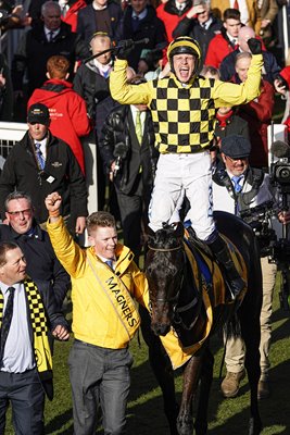 Paul Townend celebrates Al Boum Photo Gold Cup win Cheltenham 2020