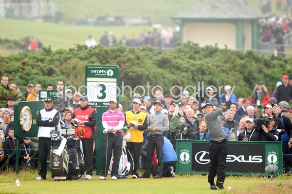 Justin Rose tees off with Tiger - St Andrews 2010