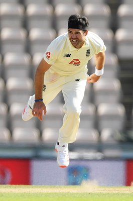 James Anderson England bowls v West Indies Southampton 2020