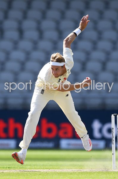 Stuart Broad England bowls v West Indies Old Trafford 2020