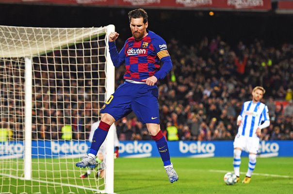 Lionel Messi Barcelona scores v Real Sociedad Camp Nou La Liga 2020