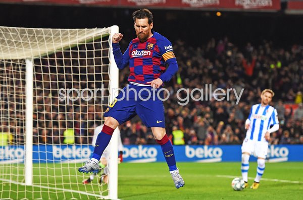 Lionel Messi Barcelona scores v Real Sociedad Camp Nou La Liga 2020