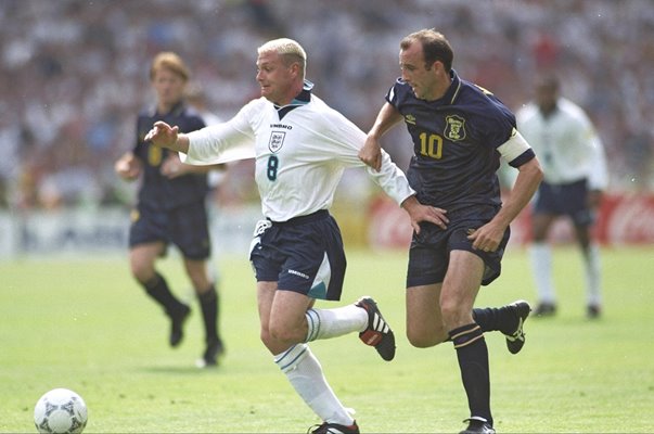 Paul Gascoigne England v Gary McAllister Scotland Wembley Euro 1996