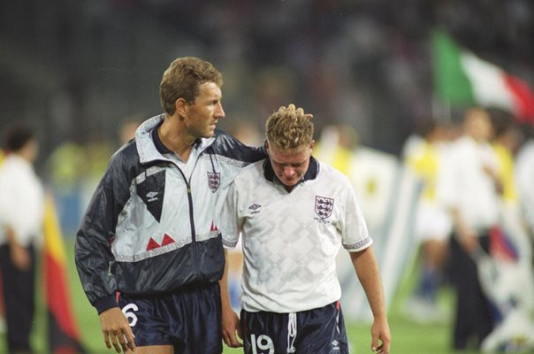 Terry Butcher consoles Paul Gascoigne England v West Germany 1990