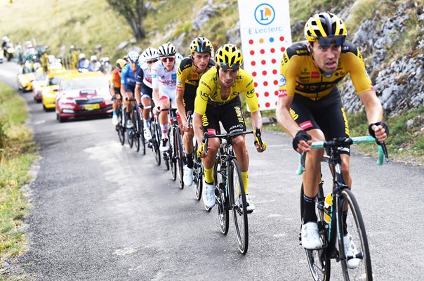Tom Dumoulin leads Primoz Roglic Slovenia Stage 15 Tour de France 2020  