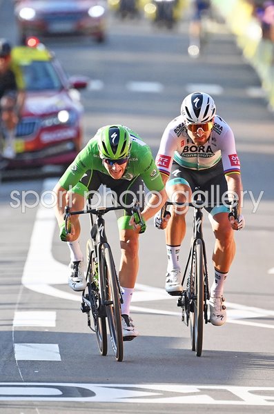 Sam Bennett Green Jersey Battle v Peter Sagan Stage 19 Tour 2020 