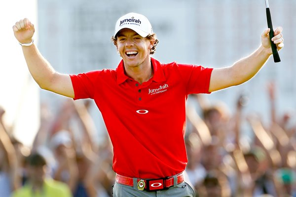 Rory McIlroy celebrates 2012 USPGA win