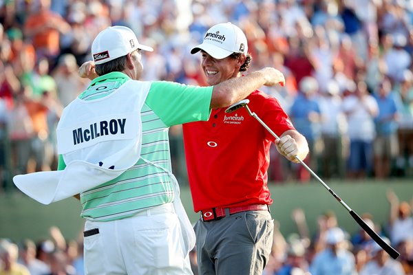 Rory McIlroy celebrates 2012 USPGA win