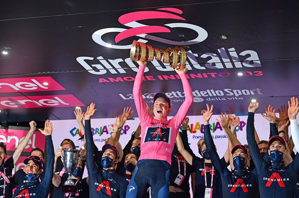 Tao Geoghegan Hart Great Britain celebrates Giro victory 2020  