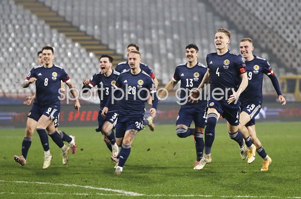 Scotland Celebrate 2020 Play-Off Finals win Belgrade 2020