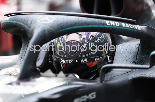 Lewis Hamilton in car celebration Turkish GP Istanbul 2020
