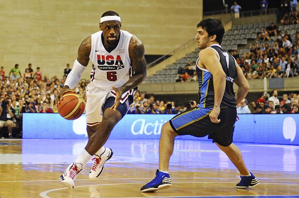 LeBron James USA Basketball action v Argentina Barcelona 2012