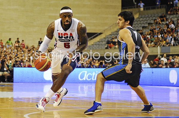 LeBron James USA Basketball action v Argentina Barcelona 2012
