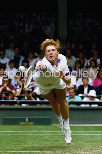 Boris Becker Germany Trademark Dive Wimbledon 1985