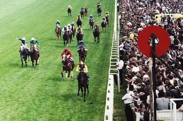 Lester Piggott Great Britain riding Teenoso win Epsom Derby 1983