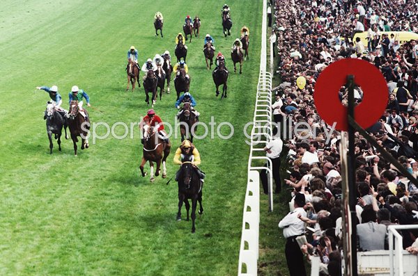 Lester Piggott Great Britain riding Teenoso win Epsom Derby 1983