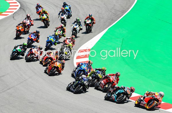 Marc Marquez Spain leads pack Moto GP Catalunya 2019