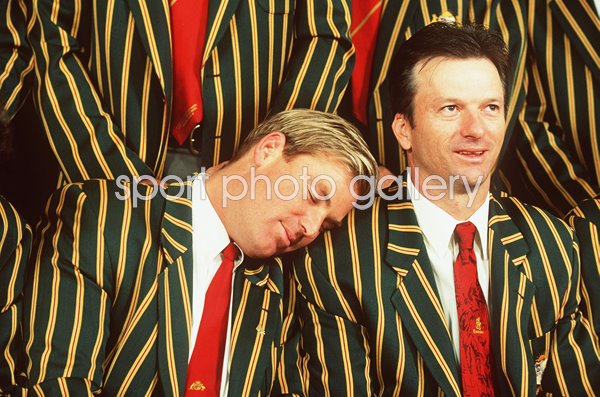 Shane Warne & Steve Waugh Australia World Cup Sqaud Photo 1999