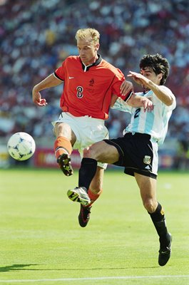 Dennis Bergkamp Netherlands v Roberto Ayala Argentina World Cup 1998