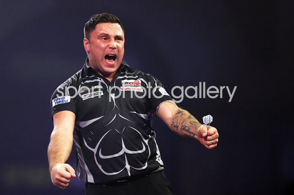 Gerwyn Price Wales celebrates PDC World Darts Championship 2021
