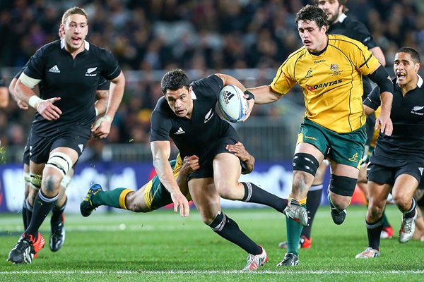 Dan Cater New Zealand tackeld by Will Genia Australia 2012