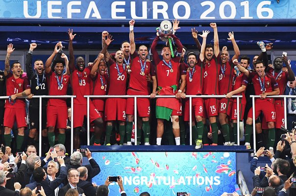 Cristiano Ronaldo Portugal captain lifts Euro 2016 trophy