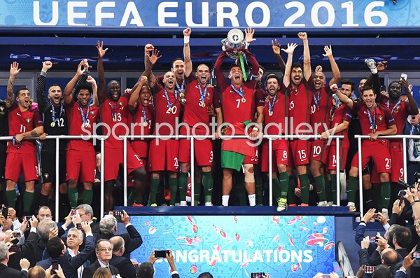 Cristiano Ronaldo Portugal captain lifts Euro 2016 trophy