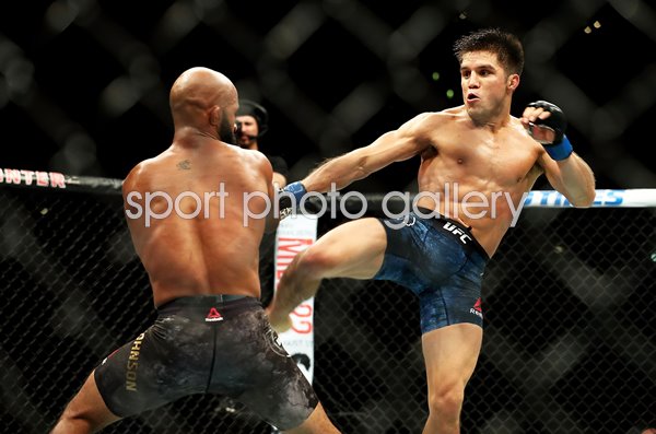 Henry Cejudo kicks v Demetrious Johnson UFC 227 Los Angeles 2018