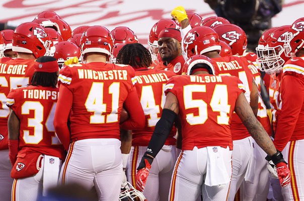 Kansas City Chiefs Team Huddle AFC Championship Game 2021