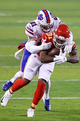 Jordan Poyer Buffalo Bills tackles Darrel Williams Chiefs AFC Championship 2021