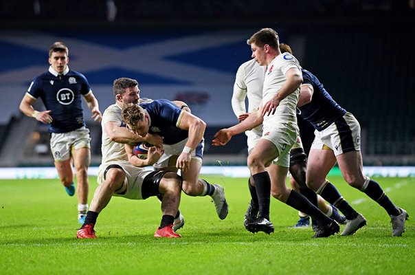 Duhan van der Merwe Scotland scores try v England Twickenham 2021