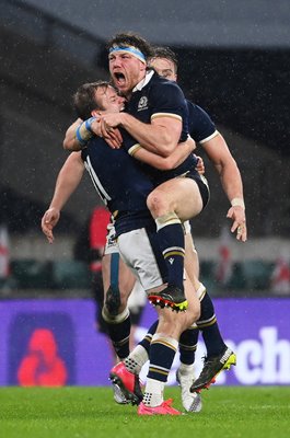 Hamish Watson Scotland celebrates v England Twickenham 6 Nations 2021