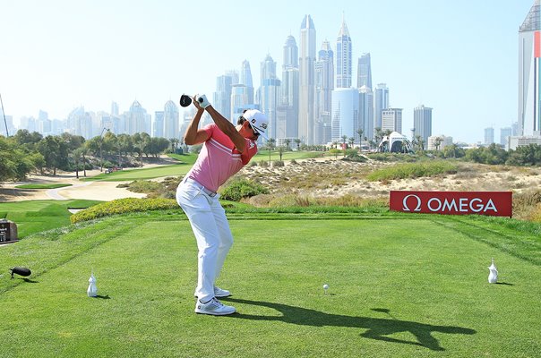 Rafa Cabrera Bello Spain 8th Tee Dubai Desert Classic 2021