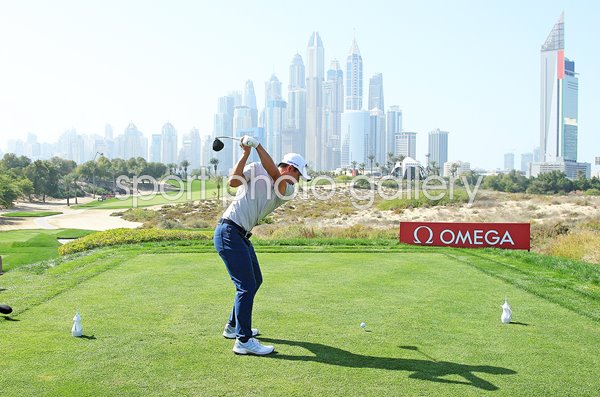 Collin Morikawa USA 8th Tee Dubai Desert Classic 2021