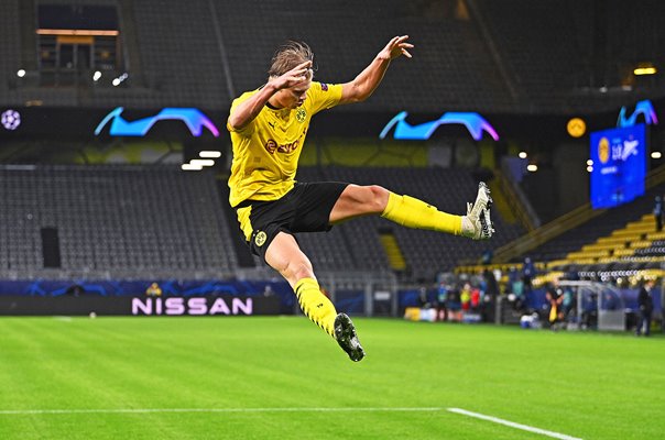Erling Haaland Dortmund scores v Zenit St. Petersburg Champions League 2021