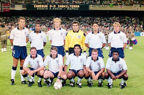 England Team v Cameroon World Cup Quarter Final Naples 1990