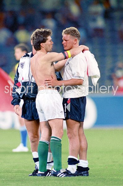 Lothar Matthaus German Captian consoles Paul Gascoigne England World Cup 1990