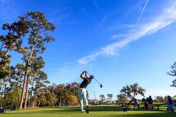 Justin Thomas USA drives 16th Hole Round 2 Players Championship 2021