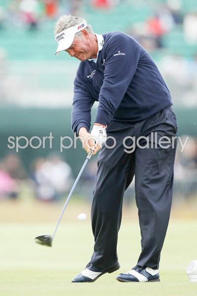 Darren Clarke crunches a drive at St Andrews