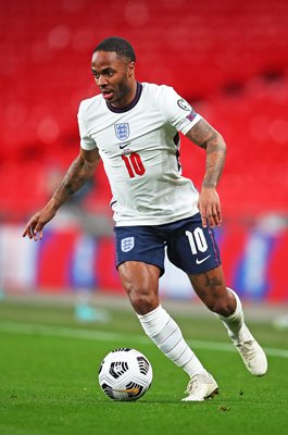 Raheem Sterling attacks v Poland World Cup Qualifier Wembley 2021