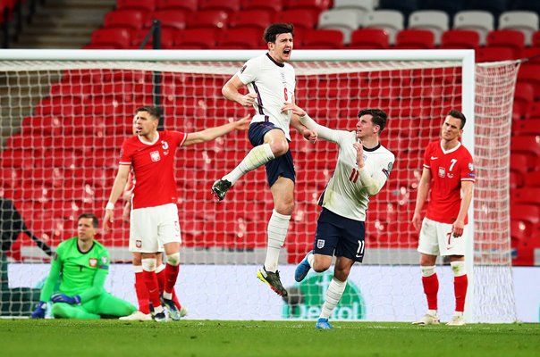Harry Maguire England celebrates winner v Poland Wembley 2021