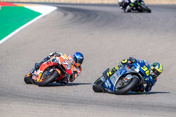 Joan Mir Spain leads Alex Marquez MotoGP of Aragon 2020