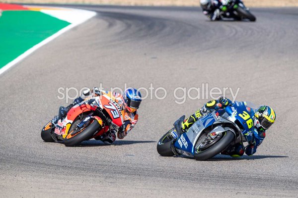 Joan Mir Spain leads Alex Marquez MotoGP of Aragon 2020