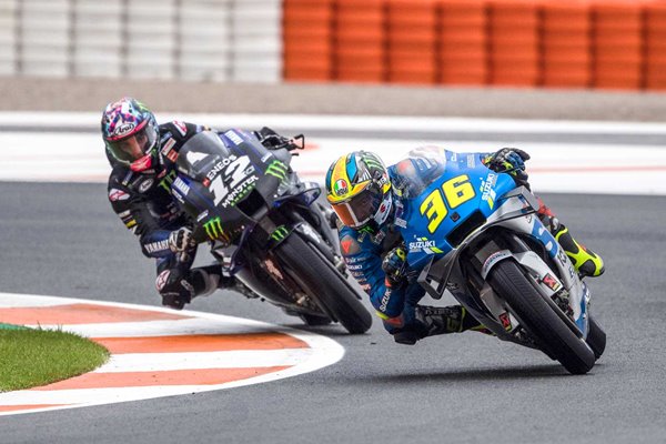 Joan Mir Spain leads Maverick Vinales MotoGP of Europe Valencia 2020